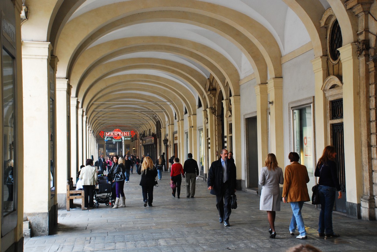 Arkaden nahe der Piazza San Carlo in Turin